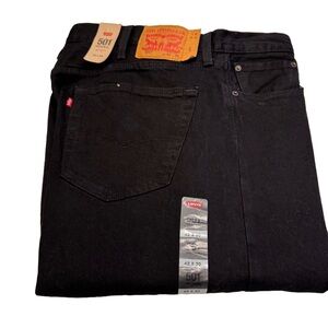 NWT Levi's 501 Men's Button Fly Straight Leg Denim Jeans, Black Sz 42X30
